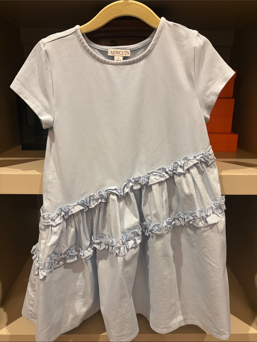 Crewcuts Light Blue Ruffle Tiered Short-Sleeve Dress